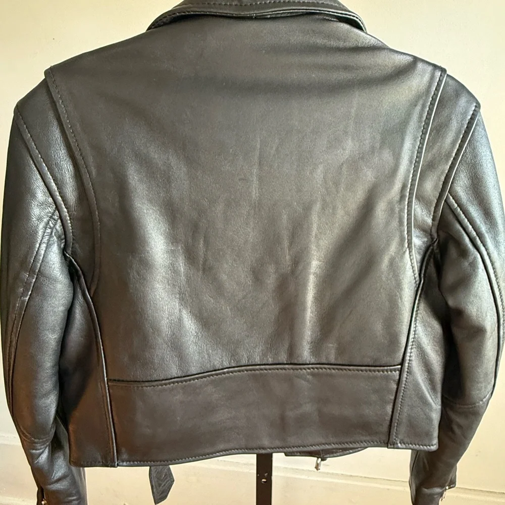 Women's Black Biker Jacket - Picture 4 of 5
